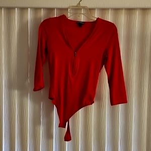 Express red top body suit size small